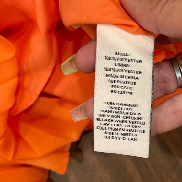 Nanette Lepore Smocked High Neck Pleated Dress in Vivid Coral.Size 12 - Picture 14 of 15